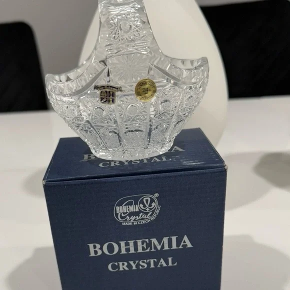 Bohemian Crystal Basket Vase